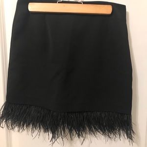Black feather fringe skirt